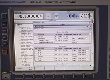 Display eines Rohde & Schwarz SMU 200A Vektorsignalgenerators