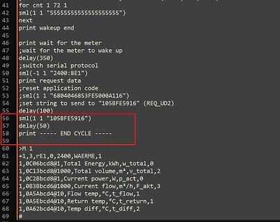 Code-Ausschnitt und Messdaten einer seriellen Schnittstelle