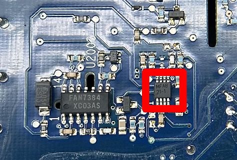 Nahaufnahme einer Leiterplatte mit integriertem Schaltkreis