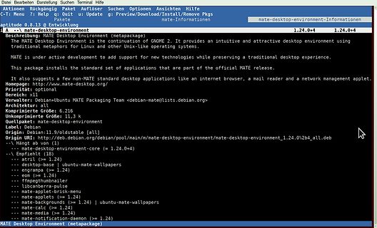 Screenshot von Debian Paketinformationen zu MATE Desktop Environment