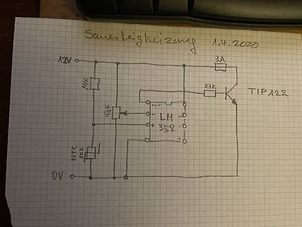 Handgezeichneter Schaltplan einer Sauerteigheizung