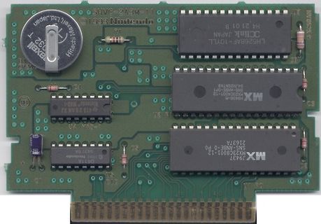 Leiterplatte eines Nintendo-Geräts mit ICs und Batterie