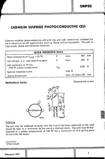 Datenblatt einer Cadmium-Sulphid-Photozelle