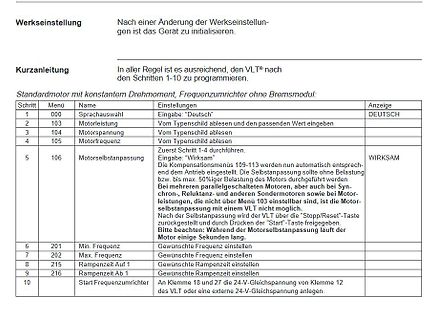 Anleitung zur Programmierung eines Frequenzumrichters