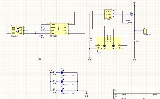 Schaltplan eines Ladegeräts mit TP4056 IC