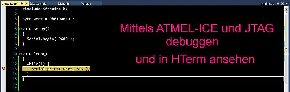 Arduino Code und Text über ATMEL-ICE und JTAG
