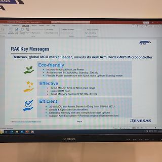 Präsentationsfolie über Renesas Arm Cortex-M23 Mikrocontroller