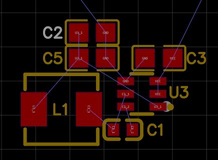 PCB-Layout Ausschnitt mit Bauteilbezeichnungen