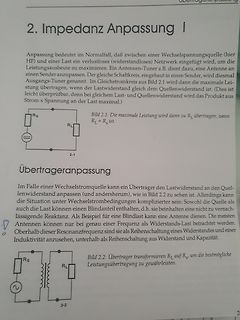 Fotografie einer Buchseite über Impedanzanpassung
