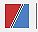 Logo mit rot-blauem Quadrat und Schachbrettstreifen