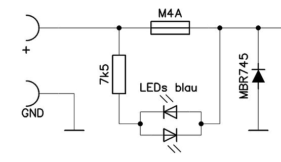 Schaltplan mit LEDs und Schutzdiode