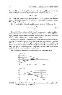 Mathematische Herleitung und Diagramme eines Shelving-Filters