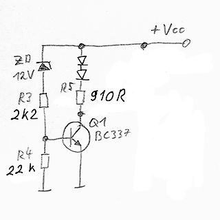 Handgezeichneter Schaltplan mit Zenerdiode und Transistor