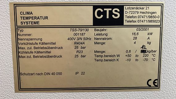 Typenschild einer Klimaanlage