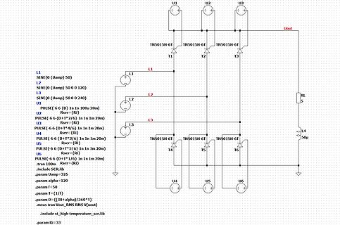 Schaltplan eines Drei-Phasen-Thyristor-Schaltkreises