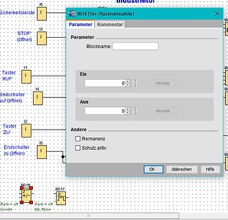 Dialogfenster eines Funktionsbausteins in einer SPS-Software
