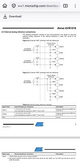 Datenblatt Ausschnitt Atmel AVR1018 analoge Referenzschaltungen