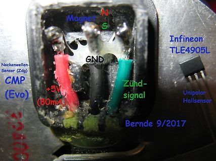 Hall-Sensor Anschlussbelegung mit Beschriftung