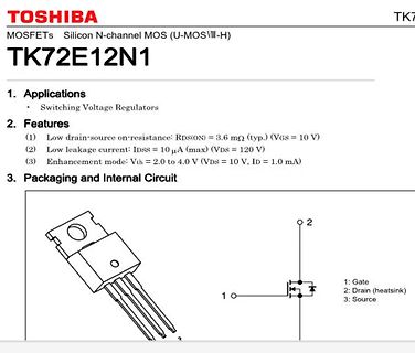 Datenblattabschnitt eines Toshiba MOSFETs
