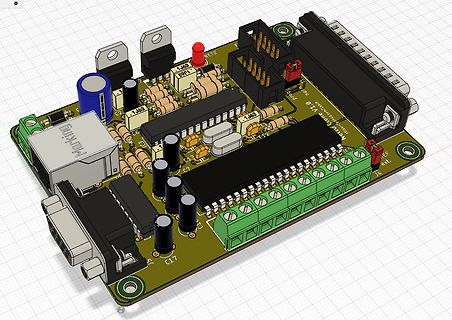 3D-CAD-Modell einer Leiterplatte mit elektronischen Bauteilen