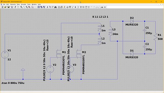 LTspice Schaltplan eines Wechselrichters