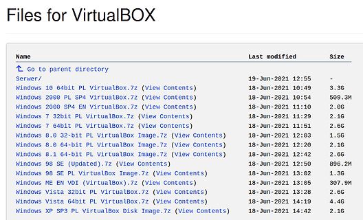Dateiliste eines Verzeichnisses mit VirtualBox-Images