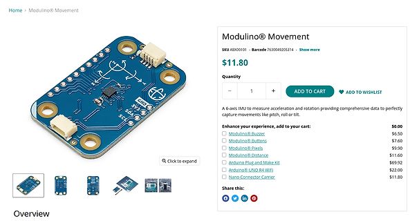 Webshop-Produktseite Modulino Movement