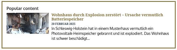 Nachrichtenartikel über Hauszerstörung durch Batterieexplosion