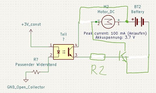 Handgezeichneter Schaltplan mit Gleichstrommotor und Batterie