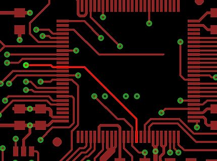 CAD-Ansicht eines Leiterplatten-Layouts