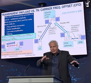 Mann präsentiert Folie über NTN Transparent Payload