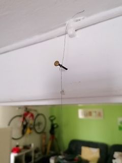 Draht an einem Nagel in einer Wand