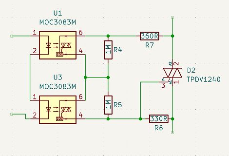 Schaltplan mit Optokopplern und Triac