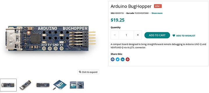 Arduino BugHopper Produktseite mit Foto
