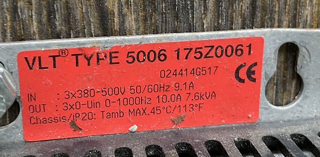 Typenschild eines Frequenzumrichters