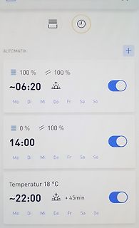 Abfotografierter Smartphone-Bildschirm einer Smart-Home-App