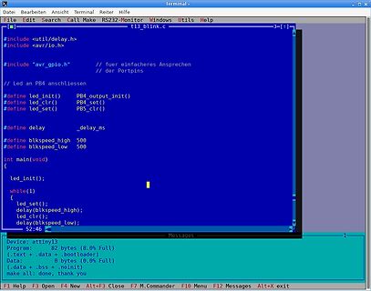 Screenshot eines Terminal-Fensters mit C-Quellcode