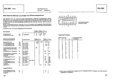 Datenblatt eines BCD-Dezimal-Dekoders und Treibers