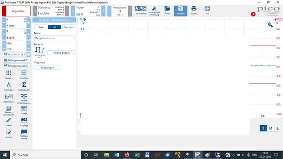 Software-Screenshot eines PicoScope Oszilloskops