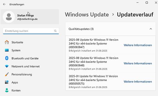 Windows Update Verlauf Einstellungen