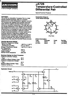 Datenblatt des µA726 Temperature-Controlled Differential Pair
