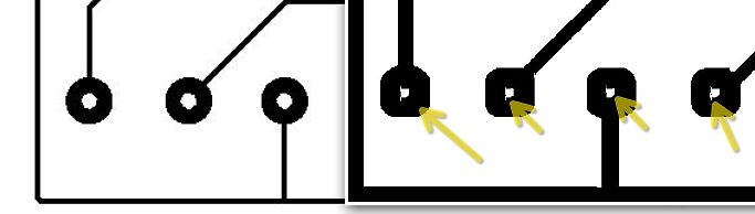 Ausschnitt eines Leiterplatten-Layouts mit Kontaktpads