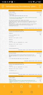 Screenshot eines Internetforums über Stromleitung Verluste