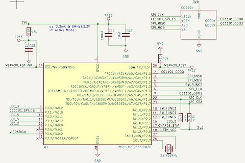 Schaltplan eines MSP430G2553 Mikrocontrollers