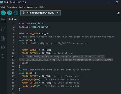 Arduino IDE Code für ATtiny Mikrocontroller