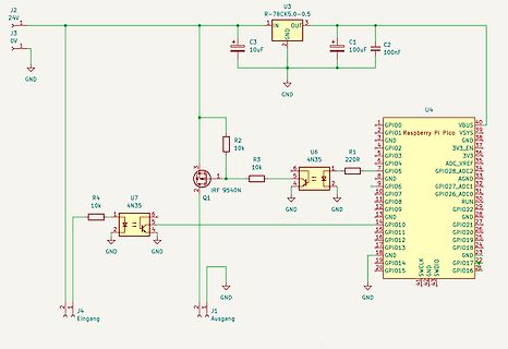 Schaltplan mit Raspberry Pi Pico und MOSFET-Treiber