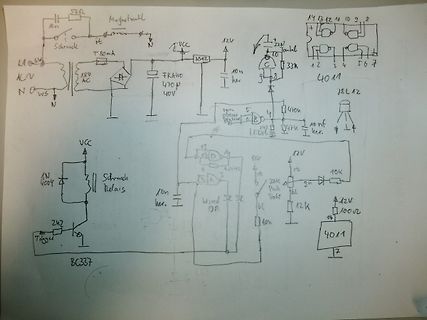 Handgezeichneter Schaltplan einer Elektronikschaltung