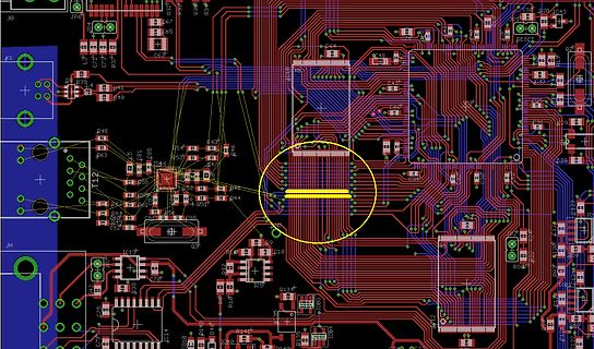 CAD-Ansicht eines Leiterplatten-Layouts