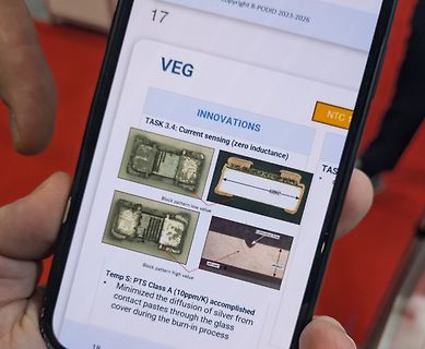Smartphone-Foto einer Präsentation über Sensor-Innovationen