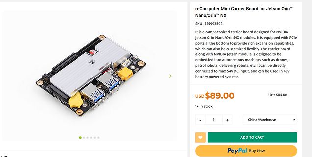 Produktseite eines reComputer Mini Carrier Boards